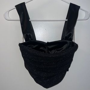 Black corset crop top shiny and satin brand new size xs
